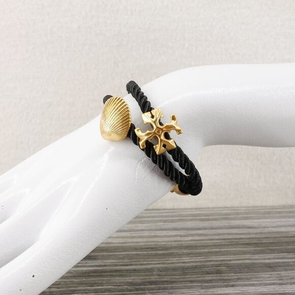Tory Burch Shell Logo Rope Bracelet Black OS - Picture 6 of 12